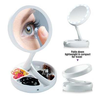 kozmeticko ogledalo my fold away preklopivo sa pregradama za nakit i sminku