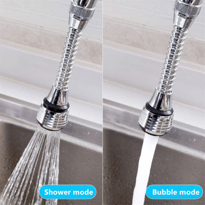 Prikaz fleksibilnog nastavka slavine sa prebacivanjem izmedju "shower" i "bubble" moda mlaza vode.