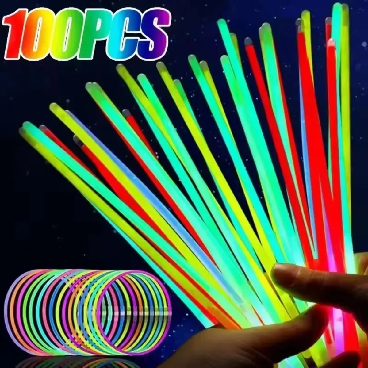 Neon svetleci stapici i narukvice 100 komada