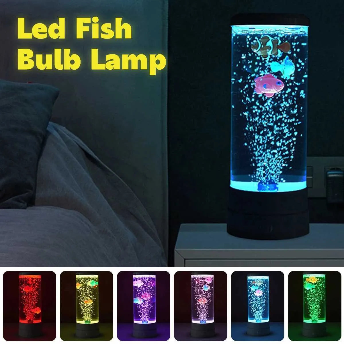 LED nocna lampa sa ribama u spavacoj sobi opustajuca atmosfera