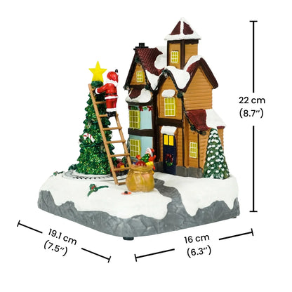Dimenzije novogodisnje dekorativne kucice sa jelkom i Deda Mrazom