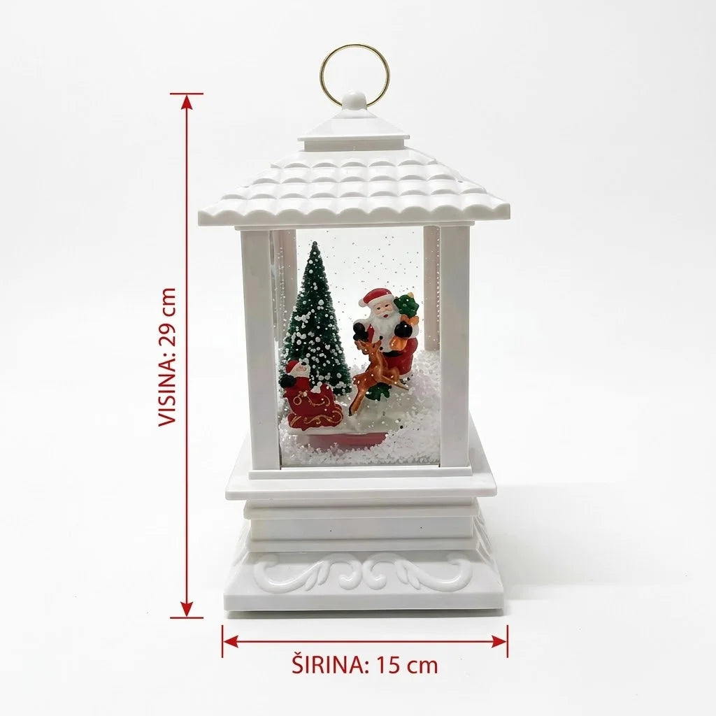 Novogodisnji fenjer sa deda mrazom dimenzija 29x15 cm