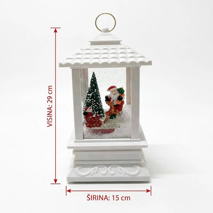 Novogodisnji fenjer sa deda mrazom dimenzija 29x15 cm