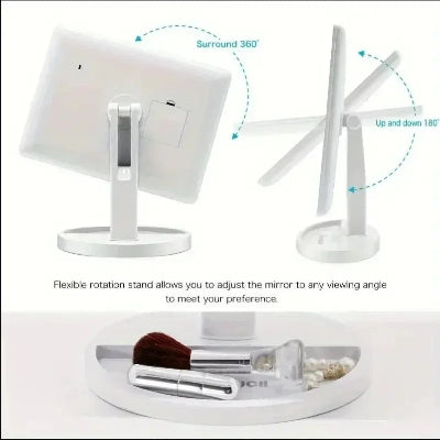Podesivo ogledalo za sminkanje sa LED osvetljenjem. Fleksibilan ugao gledanja, idealno za lice i detaljnu negu.