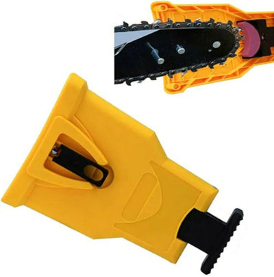 Zuti prenosni ostrac lanca za motornu testeru, lako se koristi i idealan je za brzo ostrenje na terenu.