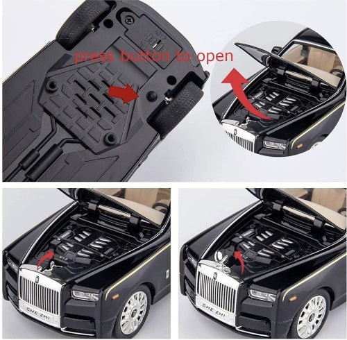 Detalji otvaranja haube na modelu automobila Rolls Royce Phantom. Funkcionalnost igracke.