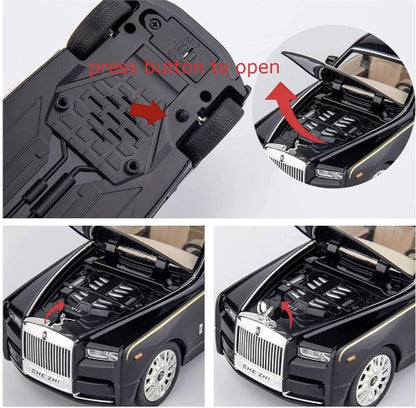 Detalji otvaranja haube na modelu automobila Rolls Royce Phantom. Funkcionalnost igracke.