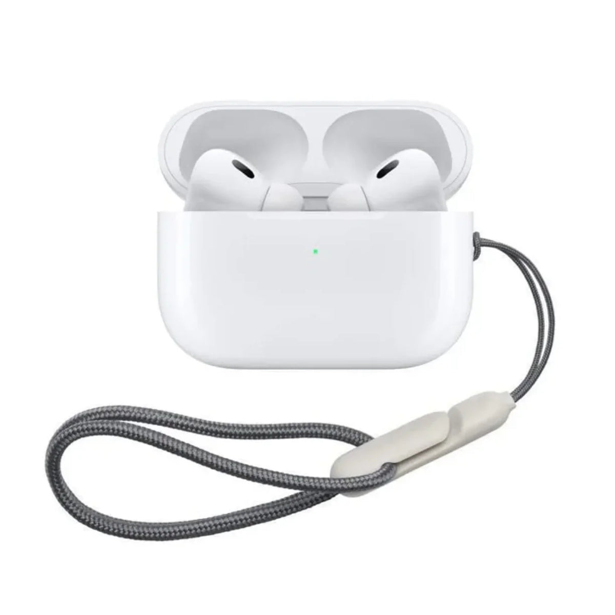 Otvoreno kuciste bezicnih bluetooth slusalica sa sivom trakom