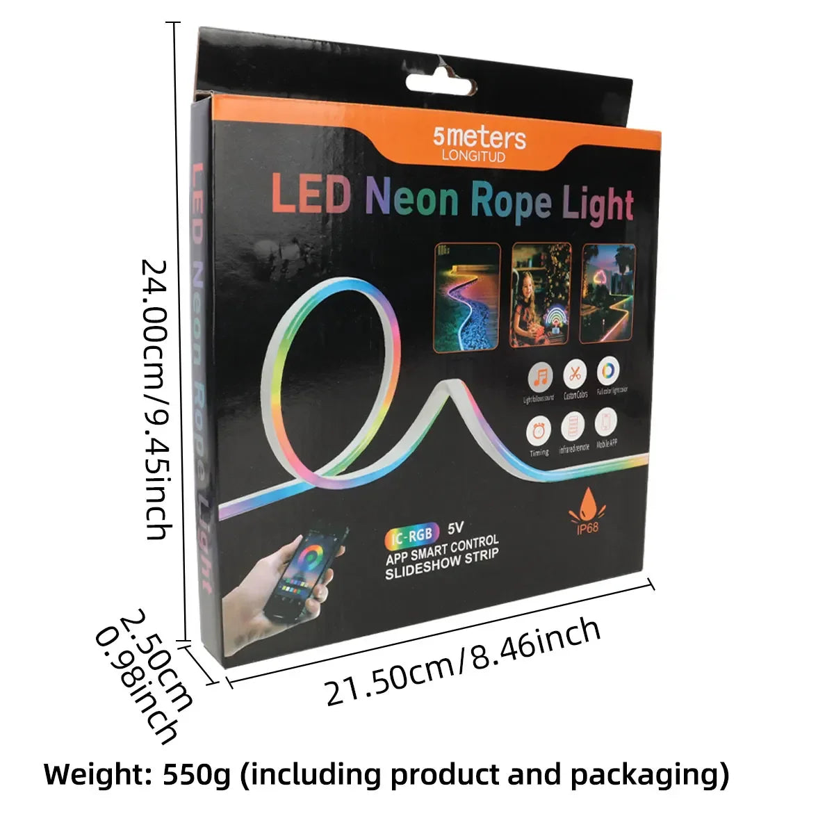 pakovanje led neon rope light 5m ic rgb ip68 sa funkcijama