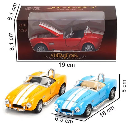 Pakovanje metalnog retro sportskog auta 1:28 sa dimenzijama modela