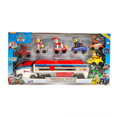 Pakovanje igracaka Patrolne Sape. Prikazuje set sa vozilima i figurama u kutiji, spremno za prodaju, kvalitetan proizvod.