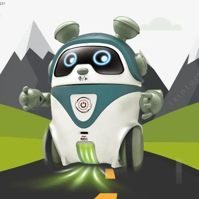 Inteligentna robot igracka za decu sa svetlecem ocima i glasovnom kontrolom. Poseduje mogucnost snimanja i reprodukcije zvuka. Podstice kreativnost i motoriku kod dece.