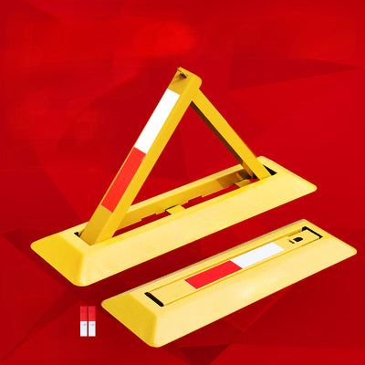 Zuta parking blokada preklopna prikazana podignuta i spustena za sigurnu rezervaciju mesta