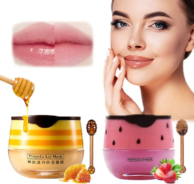 Dva ukusa Pilaten maske za usne: jagoda (roze) i med (zuta). Hidratacija i nega za suve i ispucale usne.
