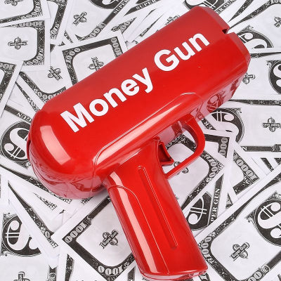 Crveni pistolj za pare, Money Gun, idealan za zurke, proslave, nocne klubove i dogadjaje, ispaljuje papirne novcanice i stvara odlican efekat.