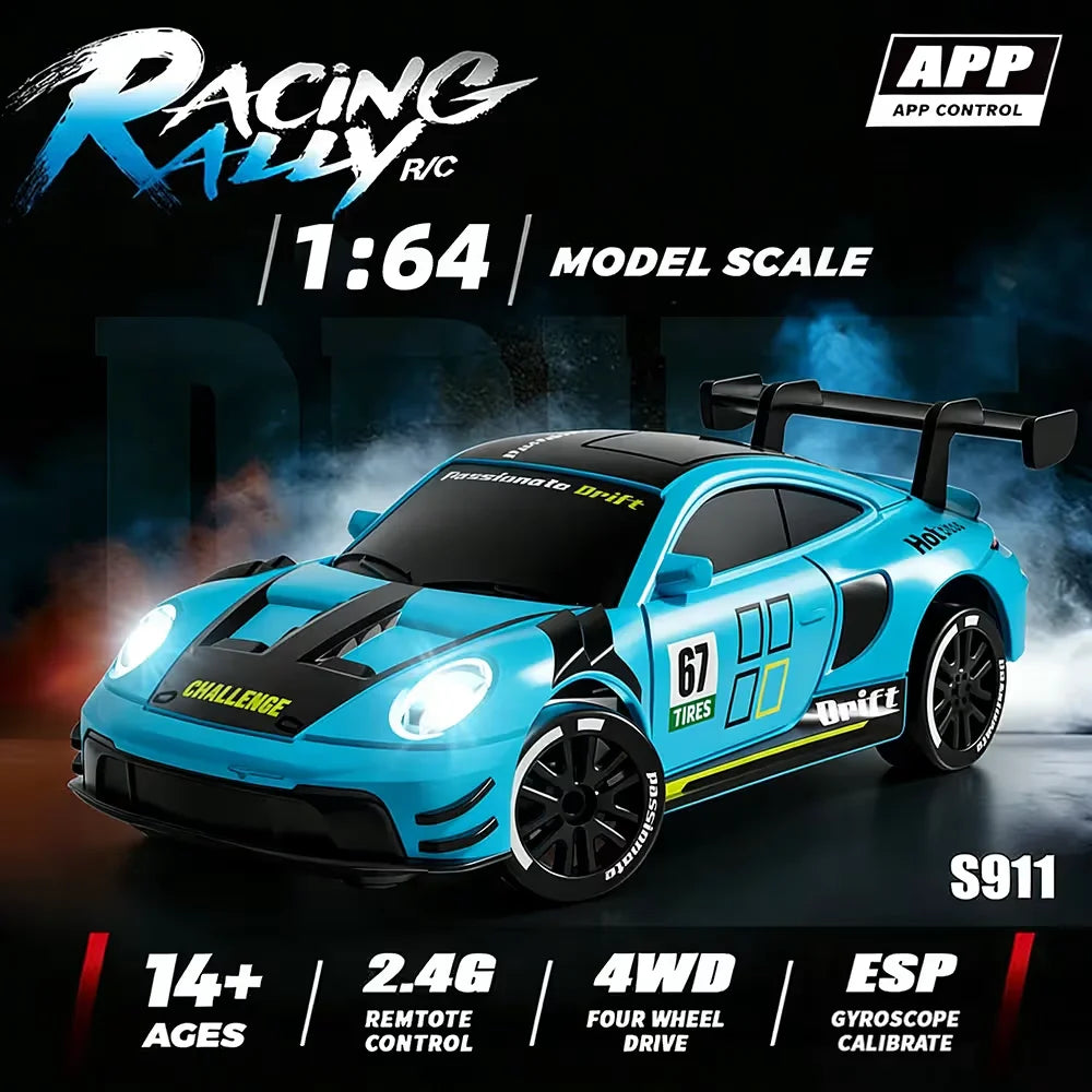 Plavi mini drift auto 1:64 sa 4WD i 2.4G daljinskim