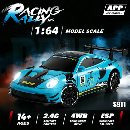 Plavi mini drift auto 1:64 sa 4WD i 2.4G daljinskim