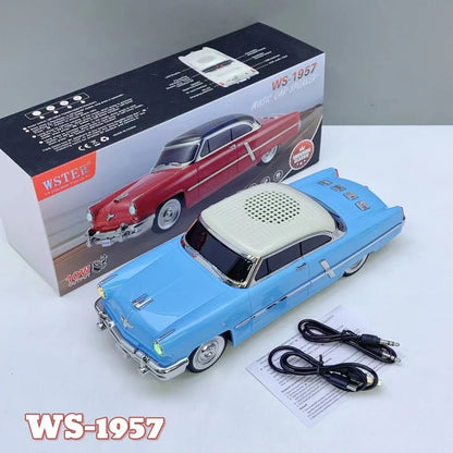 Plavi retro auto bluetooth zvucnik WS-1957 sa kablovima
