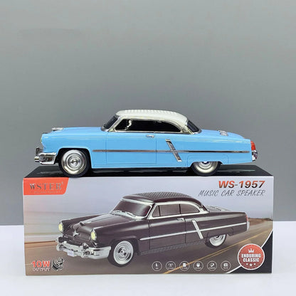 Plavi retro auto bluetooth zvucnik WS-1957 na kutiji