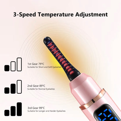 Prikaz 3 nivoa temperature električnog grejnog uvijača za trepavice