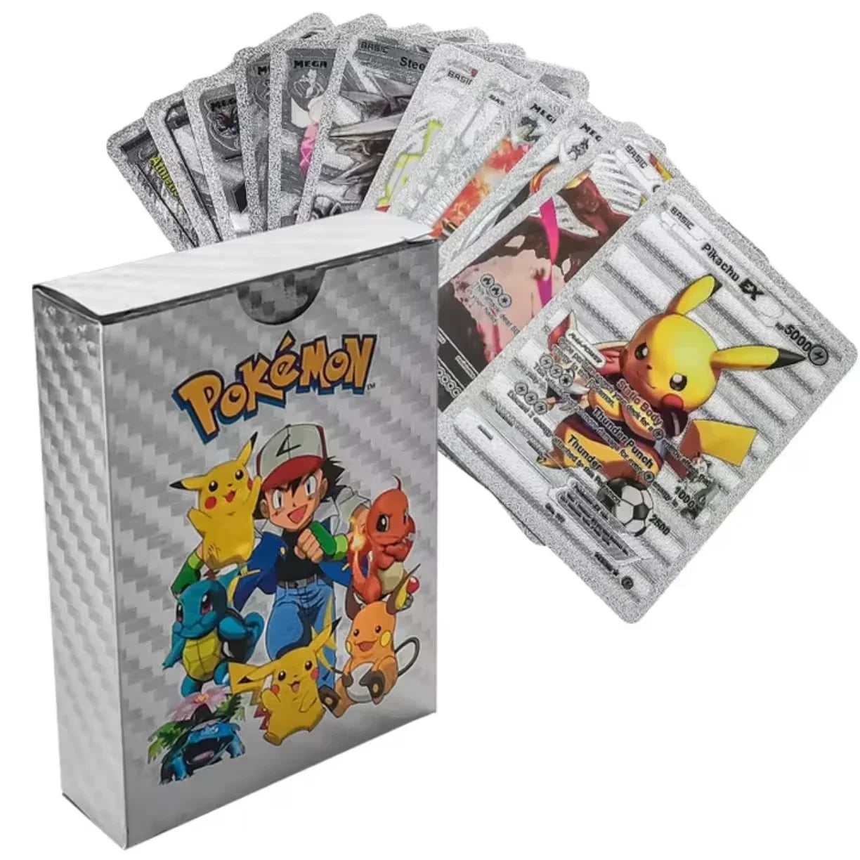 pokemon kolekcionarske karte srebrna kutija i sjajne kartice