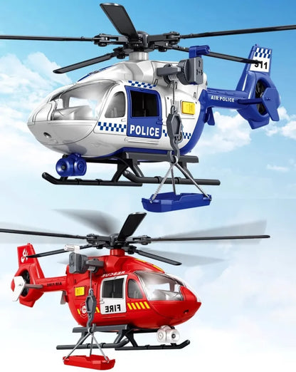 Policijski i vatrogasni helikopter igracke u letu
