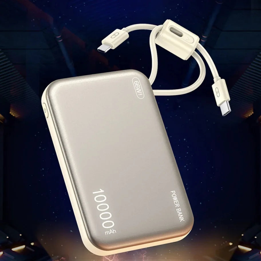 Power bank 10000mAh 66W sa dvostrukim ugradjenim kablom