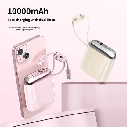 Roze i bez power bank 10000mAh sa dva ugradjena kabla i pametnim digitalnim displejem