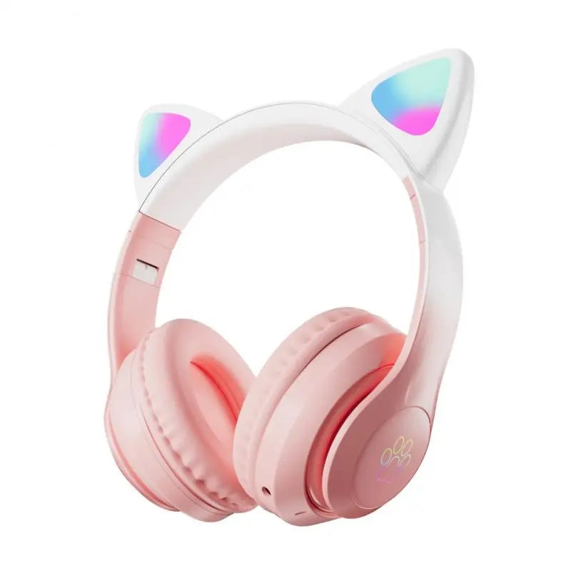 Prednji pogled na roze decije RGB bezicne slusalice