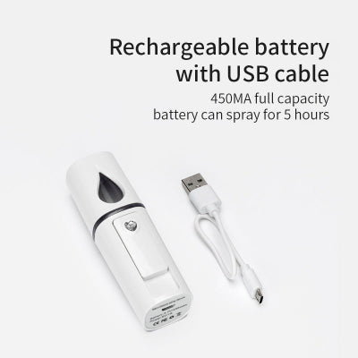 Rasprsivac sa punjivom baterijom i USB kablom. Prikaz napunjenog uredjaja. Omogucava dugotrajno koriscenje.