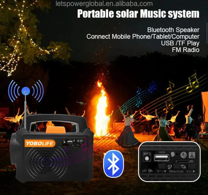 Prenosivi solarni muzicki sistem sa bluetooth funkcijom za kamp