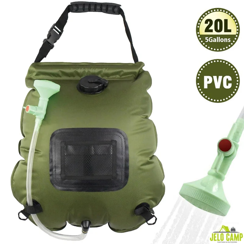 Prenosivi solarni tus 20l od PVC materijala sa prskalicom