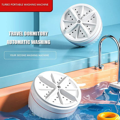 prenosna masina za pranje vesa u lavabou tokom rada