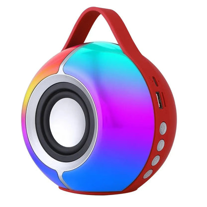 Sfericni prenosni bluetooth zvucnik sa RGB svetlom i crvenom ruckom