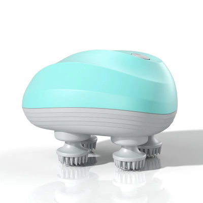 Prenosni masazer za glavu sa cetiri rotirajuce silikonske glave, ergonomski dizajn za prijanjanje