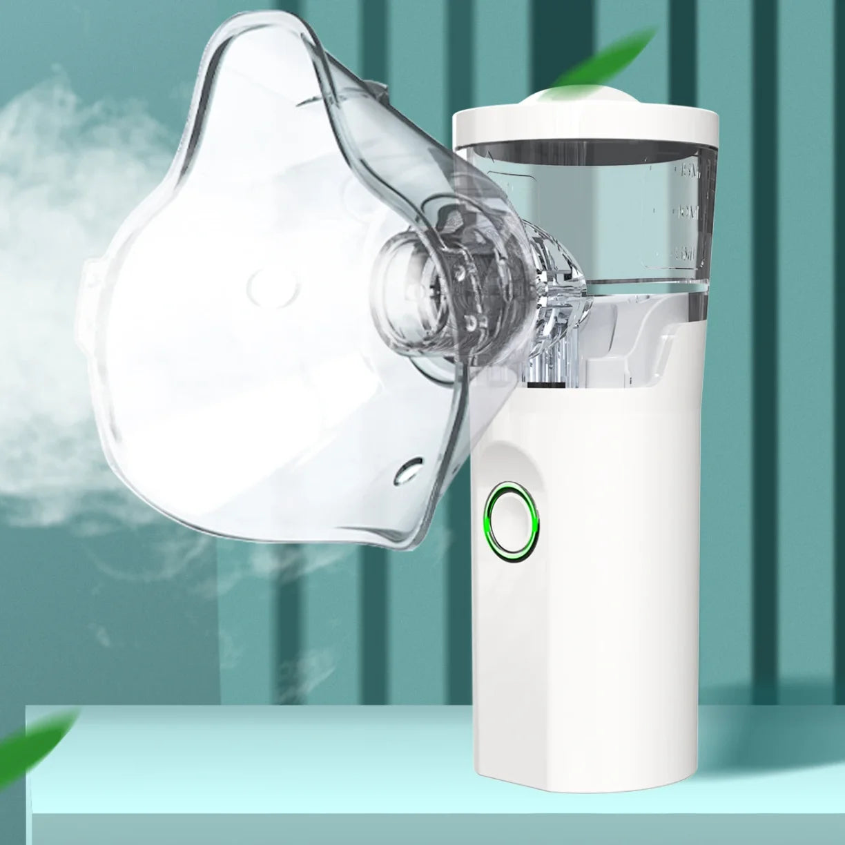 prenosni mesh inhalator u radu sa gustim oblakom magle