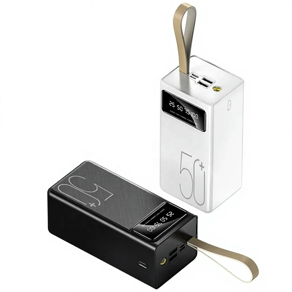 Crni i beli prenosni punjac 50000mAh sa displejem i lampom