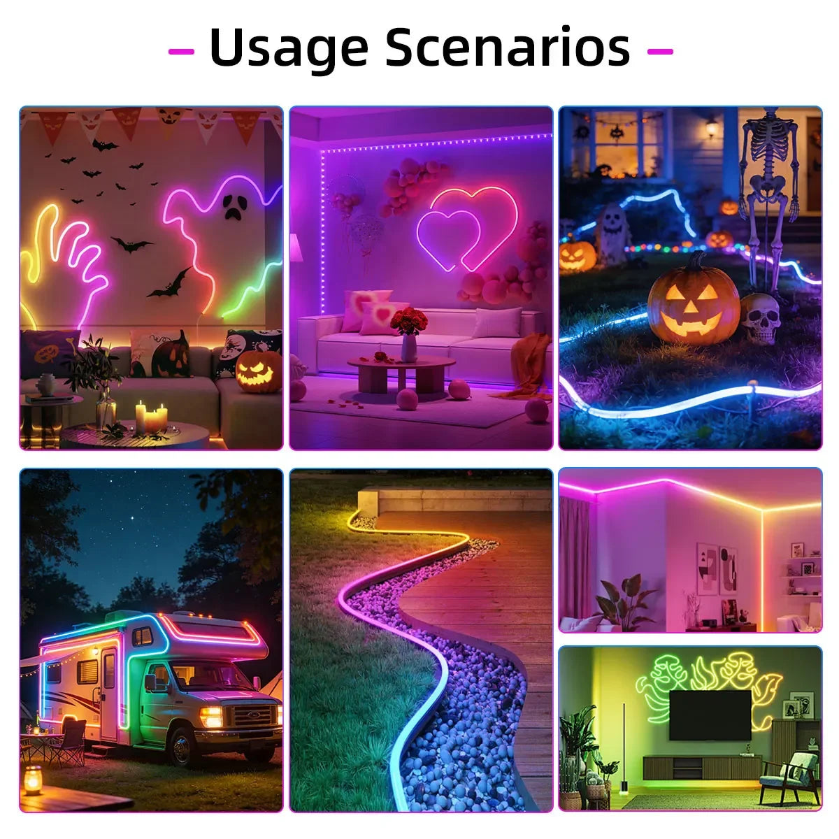 primeri upotrebe rgb led neon trake u sobi kuci i dvoristu