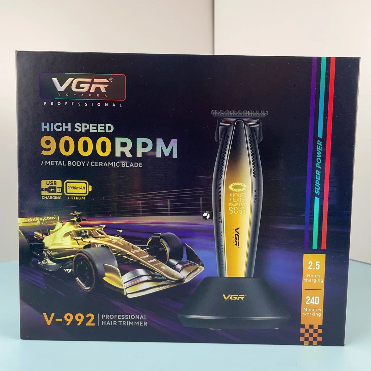 Kutija profesionalne masinice za sisanje kose i brade V-992 sa oznakom 9000 RPM