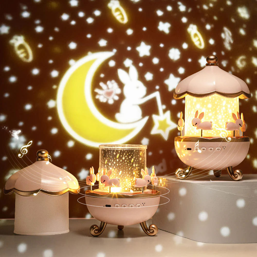 Projektor zvezdano nebo koji stvara toplu nocnu atmosferu u decijoj sobi tokom spavanja
