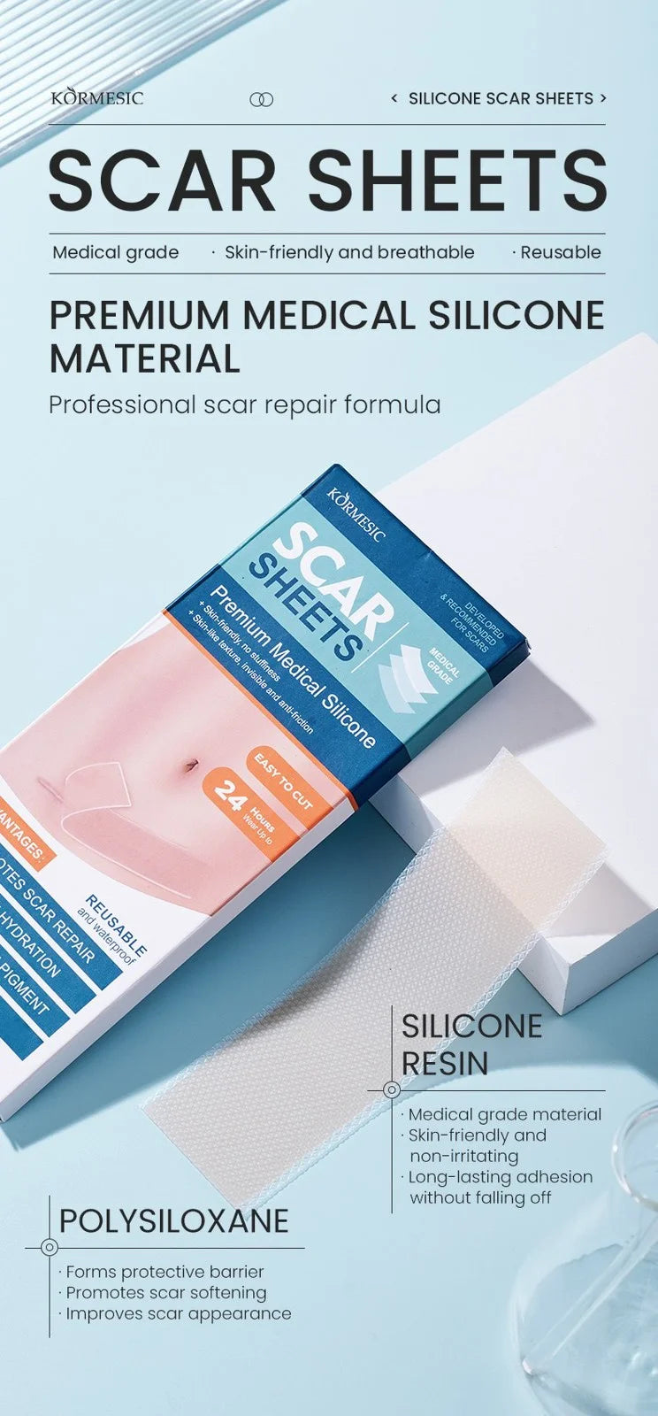 Promotivna grafika silikonskih traka za oziljke od medicinskog silikona