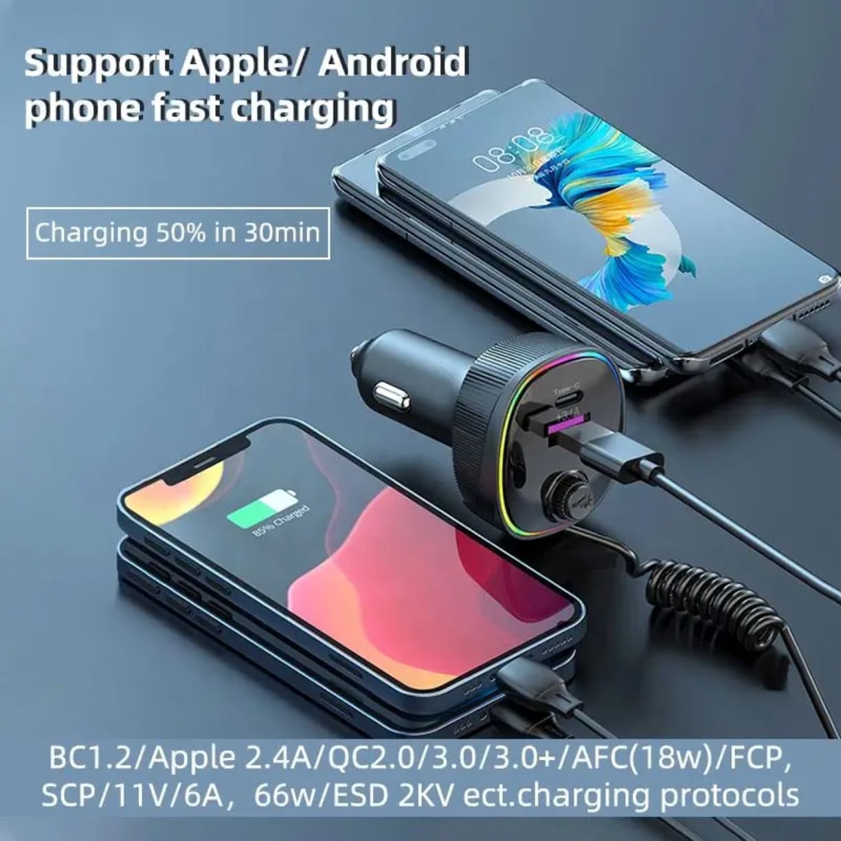 Punjac za auto omogucava punjenje do pedeset procenata za trideset minuta za apple i android telefone