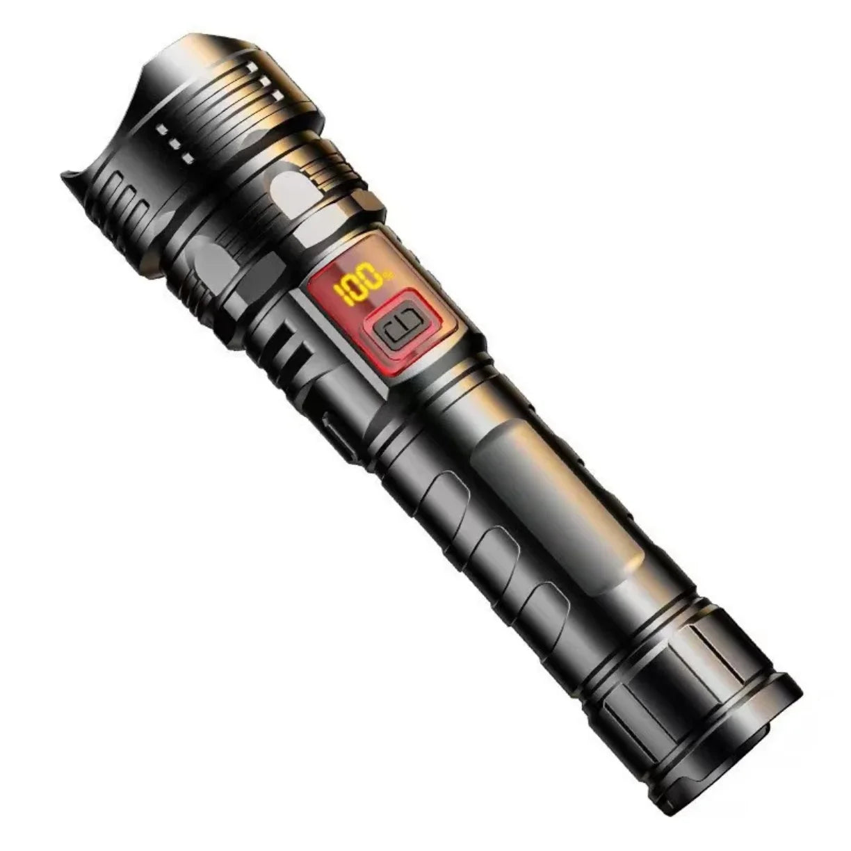 crna punjiva led baterijska lampa sa lcd ekranom