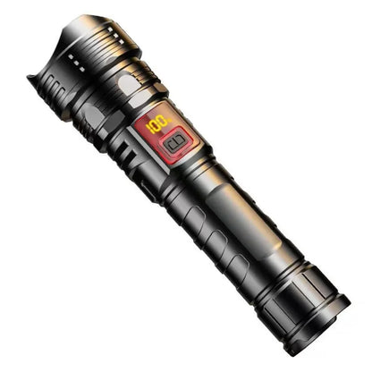 crna punjiva led baterijska lampa sa lcd ekranom