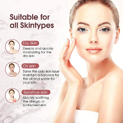  Prikaz da je rasprsivac pogodan za sve tipove koze. Pruza dubinsku hidrataciju i osvezava lice, bez obzira na osetljivost.