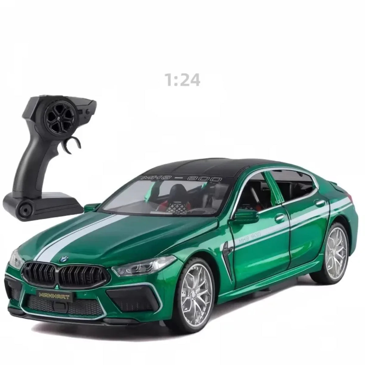 Zeleni RC auto BMW M8 u razmeri 1:24 sa daljinskim