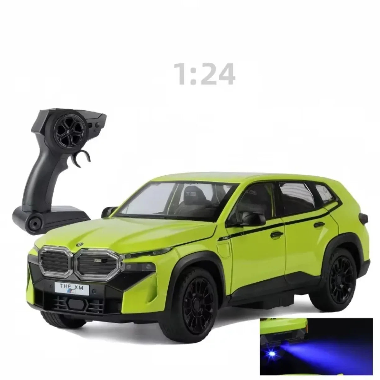 Zeleni RC auto BMW XM 1:24 sa daljinskim upravljacem i svetlosnim efektom