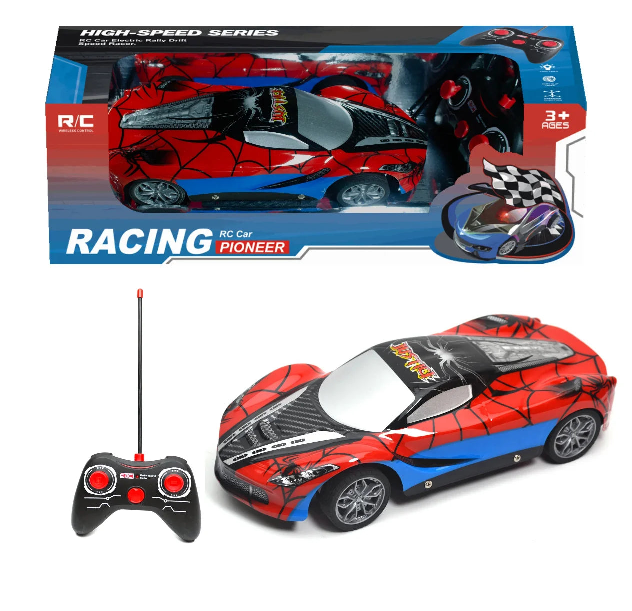 RC trkacki auto crveno plavi sa daljinskim i kutijom