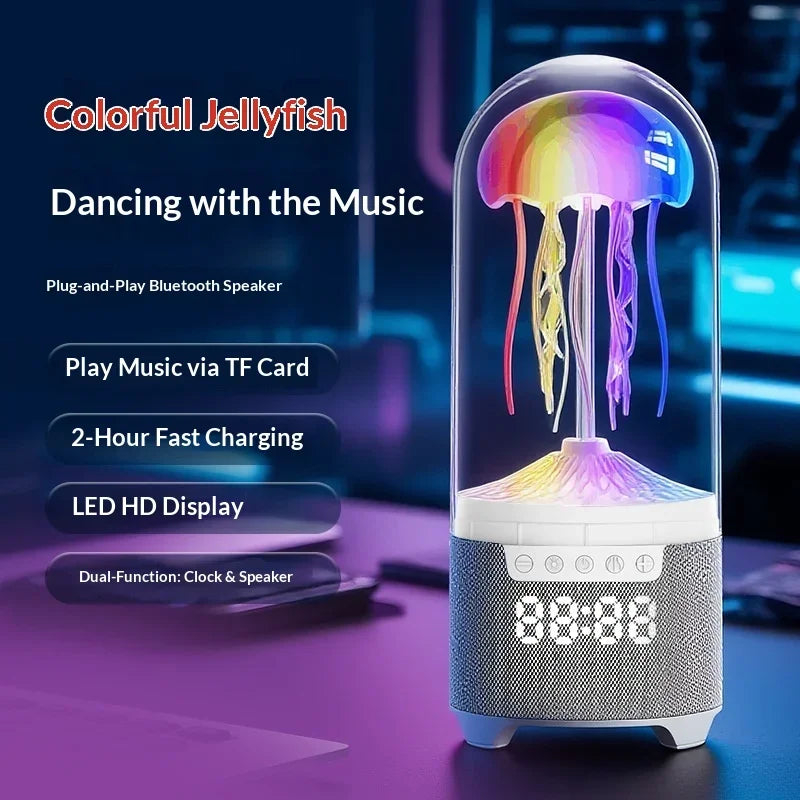 Reklamni prikaz bluetooth zvucnika meduza sa RGB svetlom i istaknutim funkcijama