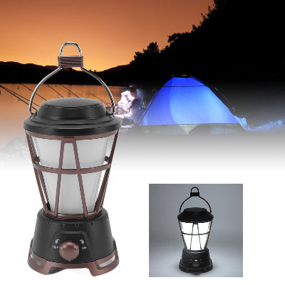 Punjiva retro kamping lampa sa dva moda osvetljenja, savrsena za kampovanje, ribolov i boravak u prirodi.